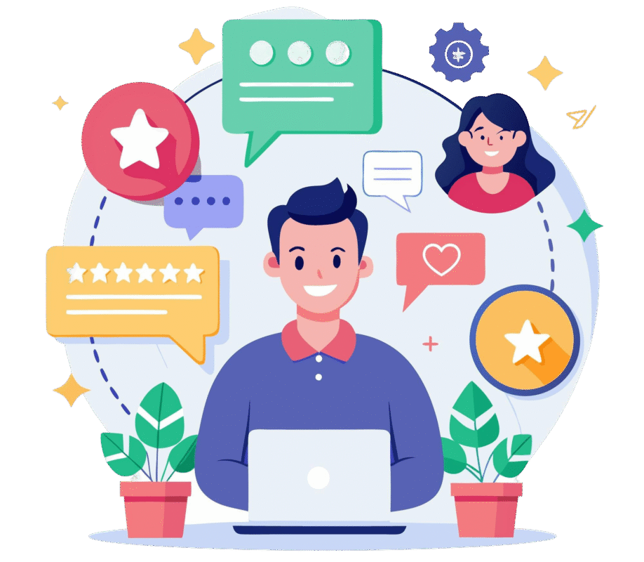 man working his laptop with words word it